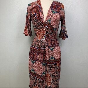 Anthropologie Fig & Flower Floral Twist Dress - M